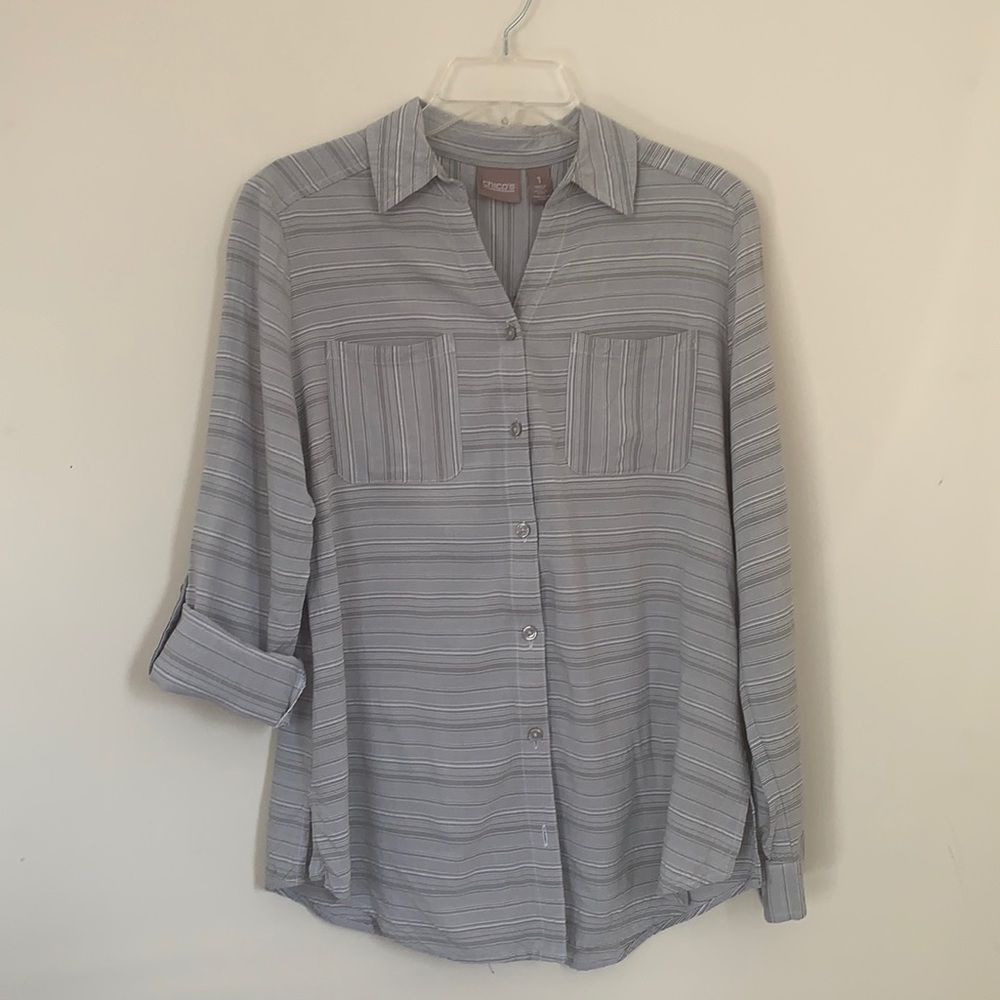 EUC grey button down shirt